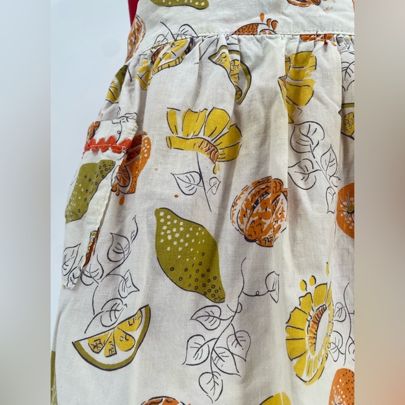 2 FOR $20 Mid Century Novelty Fruit Print Themed Tie Waist Apron - Picture 4 of 9